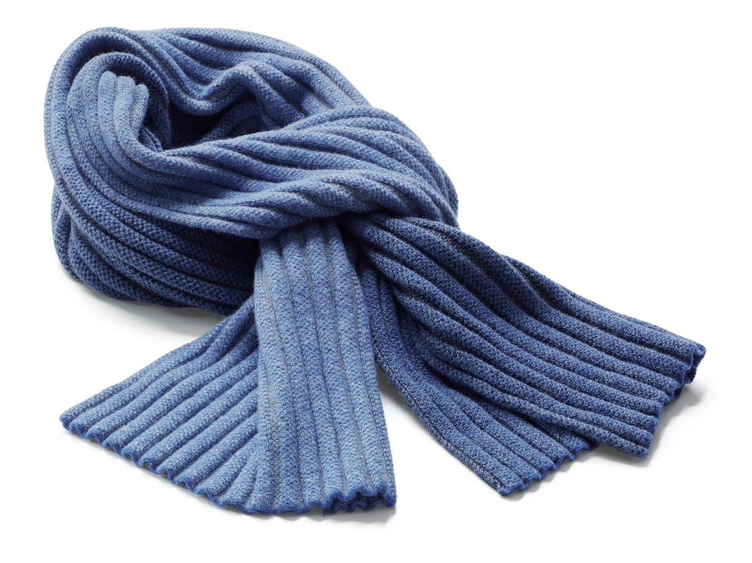 Geribbelde Herensjaal, Medium Blauw 3 Geribbelde Herensjaal, Medium Blauw