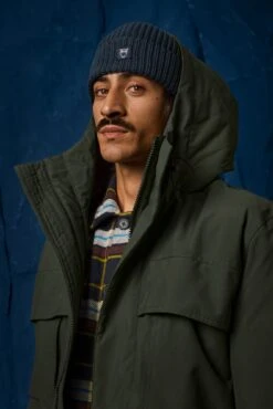 Geribde Gebreide Herensjaal, Donkerblauw -Armedangels Winkel geribde gebreide herensjaal 8