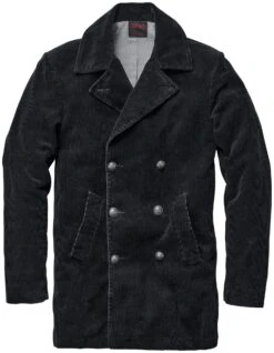 Heren Caban Jacket Corduroy, Zwart