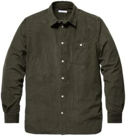 Heren Corduroy Overhemd, Donkergroen