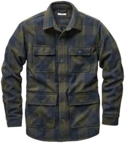 Heren Jasje Met Geruit Overhemd, Groen-blauw