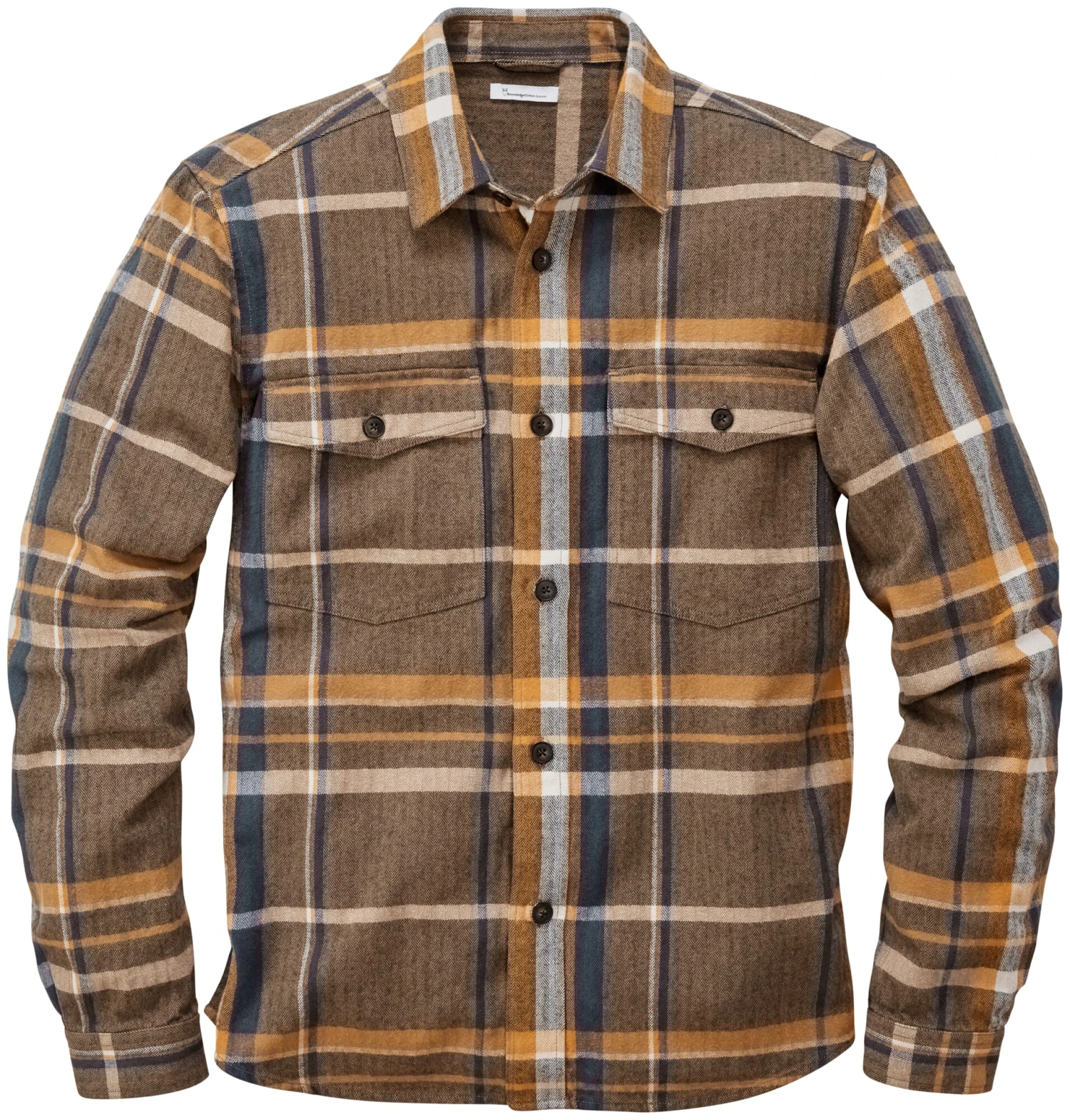 Heren Jasje Met Geruit Overhemd, Blauw-Braun 3 Heren Jasje Met Geruit Overhemd, Blauw-Braun