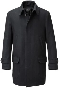 Heren Long Jacket Wol, Zwart-blauw -Armedangels Winkel heren long jacket wol 3