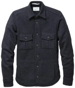 Heren Overhemd Jasje Wol, Donkerblauw