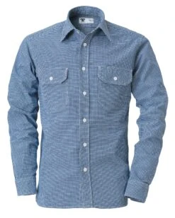 Heren Overhemd Pepita Patroon, Blauw-Wit