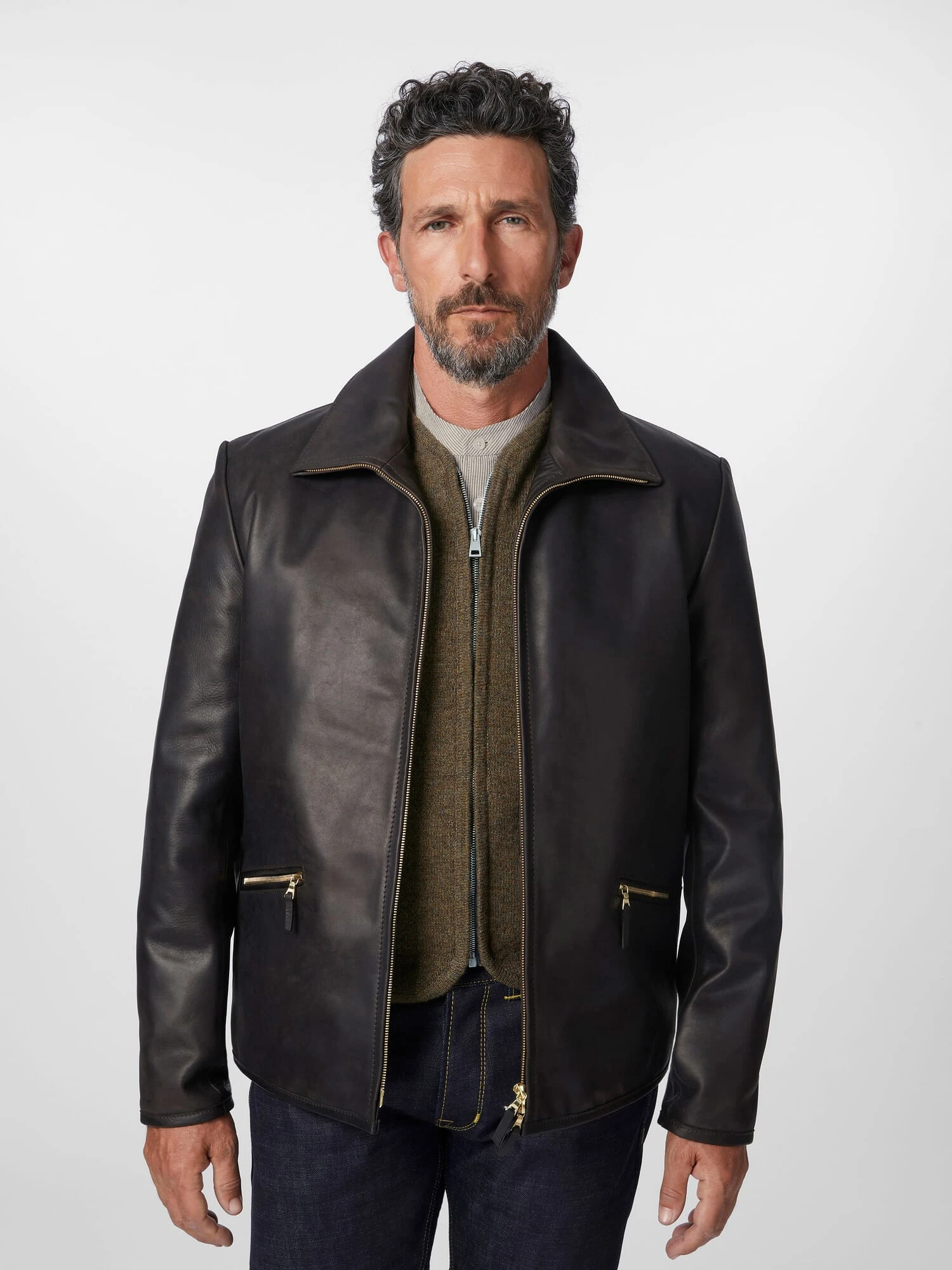 Heren Roadsterjas Paardenleer, Zwartbraun 4 Heren Roadsterjas Paardenleer, Zwartbraun - Afbeelding 2