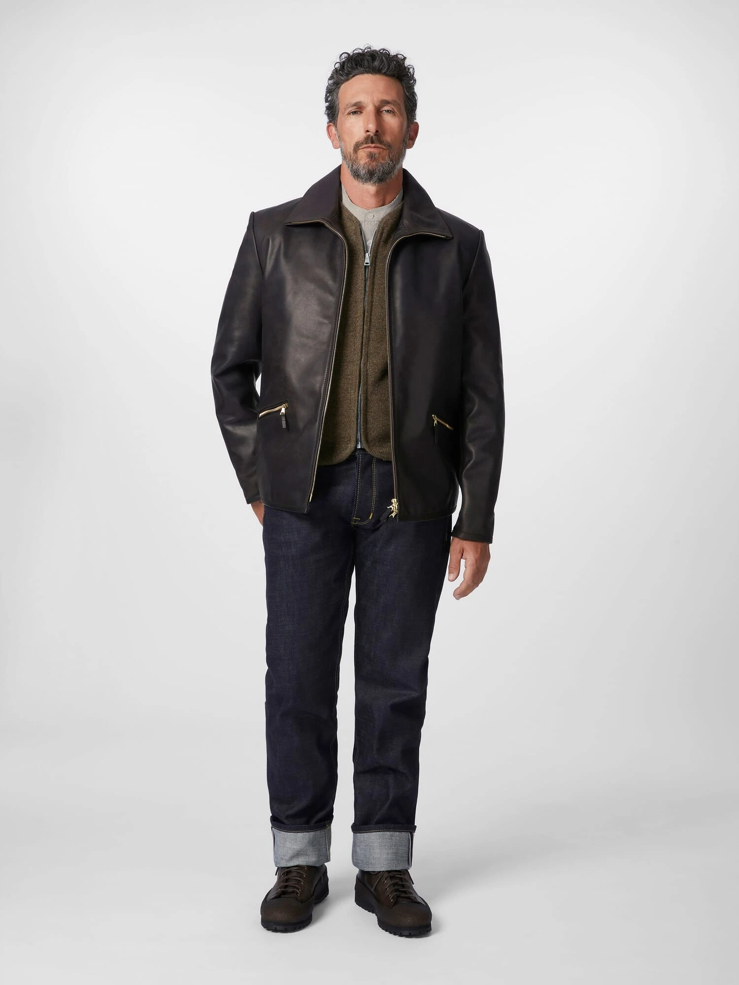 Heren Roadsterjas Paardenleer, Zwartbraun 5 Heren Roadsterjas Paardenleer, Zwartbraun - Afbeelding 3