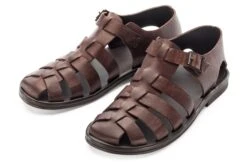 Heren Sandaal Leer, Donkerbruin