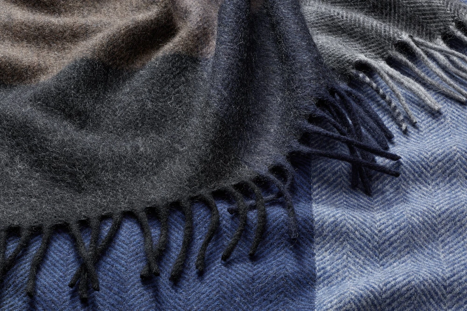 Heren Sjaal Kasjmier Wol, Blauw-Braun 4 Heren Sjaal Kasjmier Wol, Blauw-Braun - Afbeelding 2