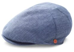 Heren Slouchy Cap Linnen, Blauw