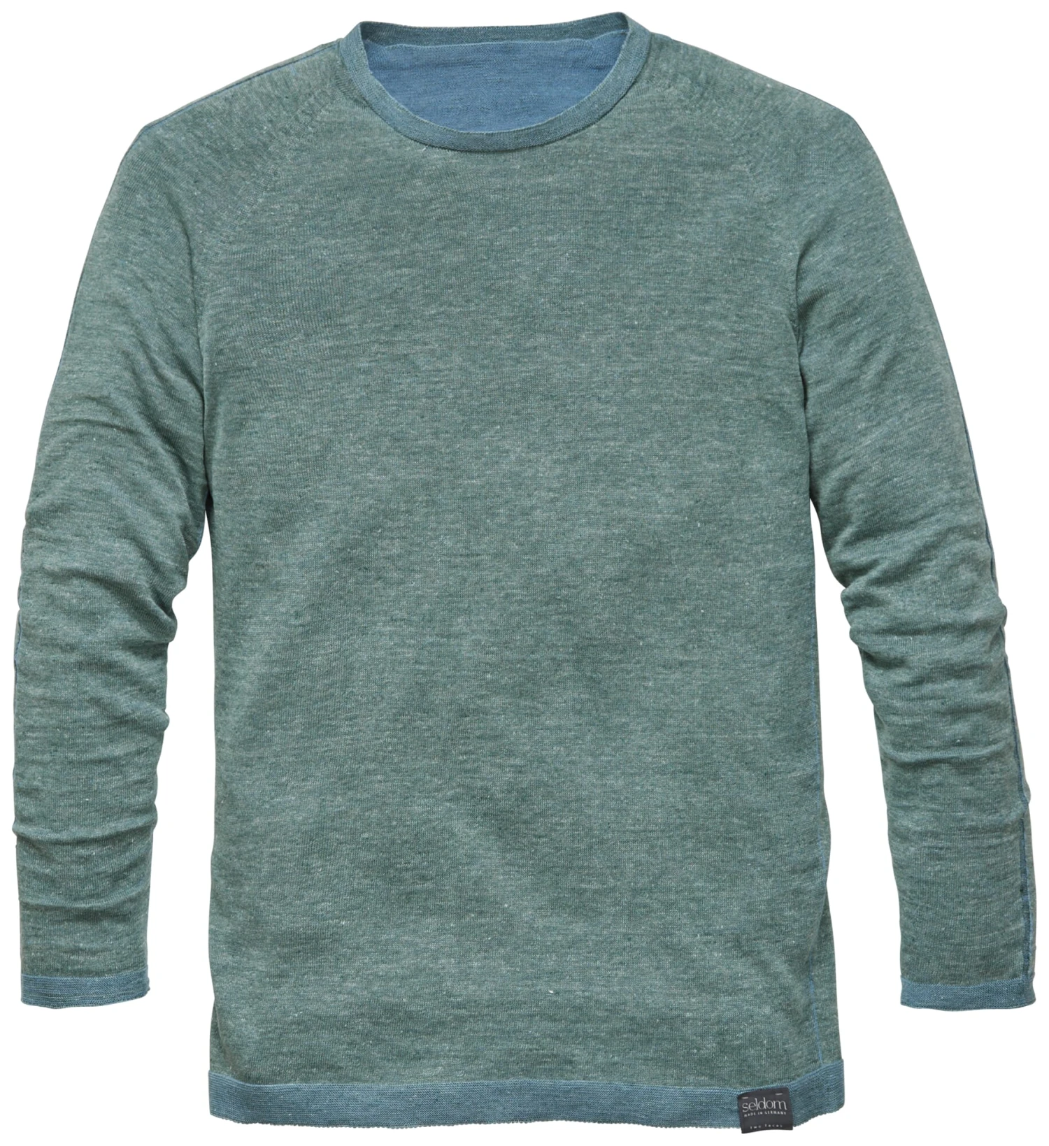 Heren-trui Geplateerd, Groene Melange 3 Heren-trui Geplateerd, Groene Melange