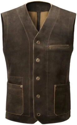 Heren Vest Buck Suede, Groen-grijs