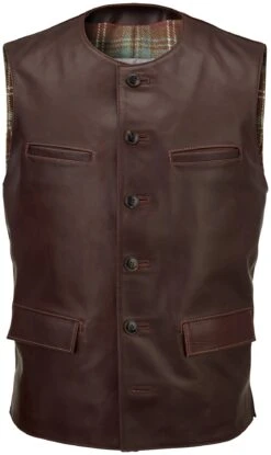 Heren Vest Paardenleer, Roodbraun