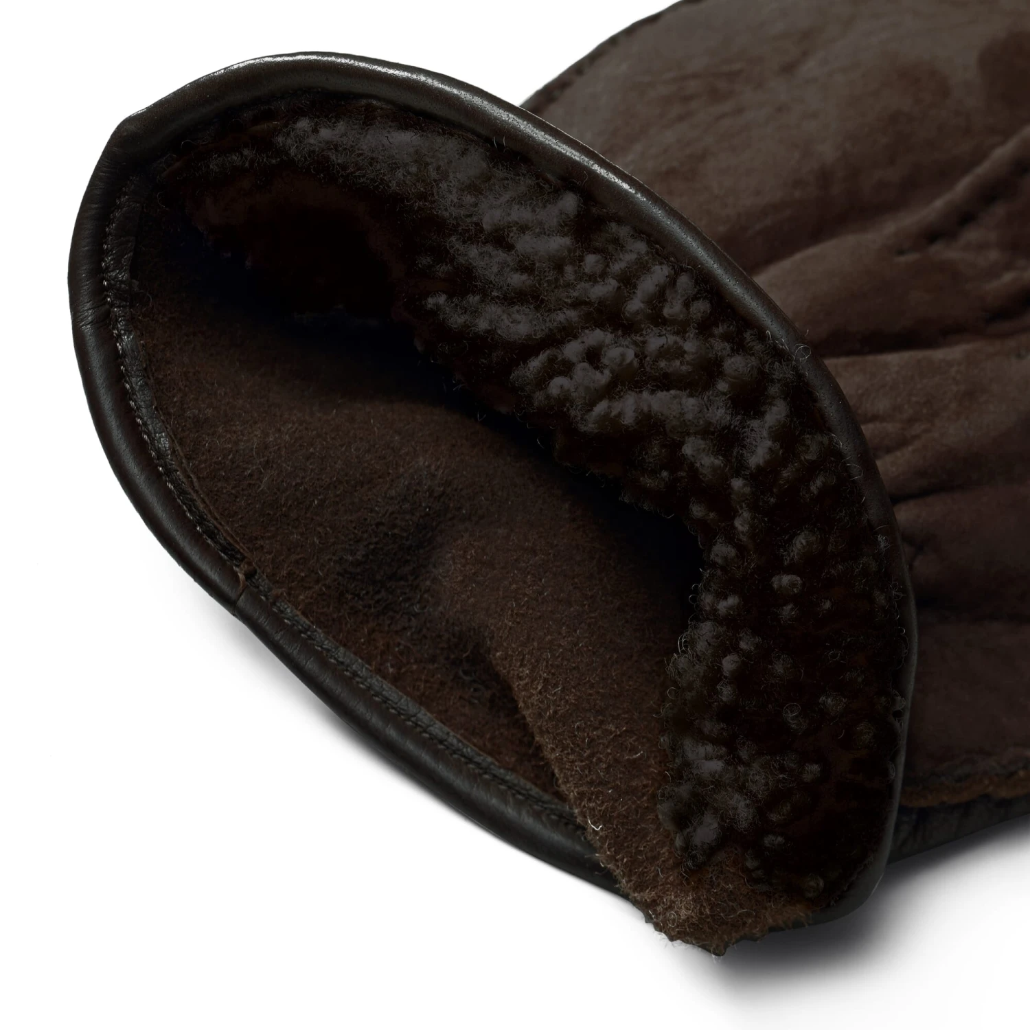 Herenhandschoen Deerskin Met Curley Lamsvel, Donkerbruin 4 Herenhandschoen Deerskin Met Curley Lamsvel, Donkerbruin - Afbeelding 2