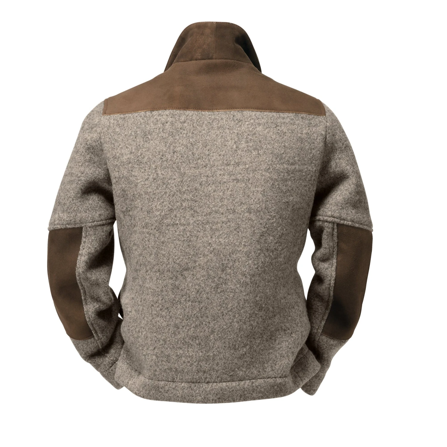 Herenjas Hertenleer En Gewalkte Wol, Bruin 4 Herenjas Hertenleer En Gewalkte Wol, Bruin - Afbeelding 2