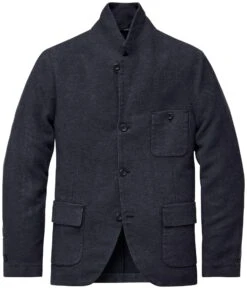 Herenjas Met Opstaande Kraag, Zwart-blauw