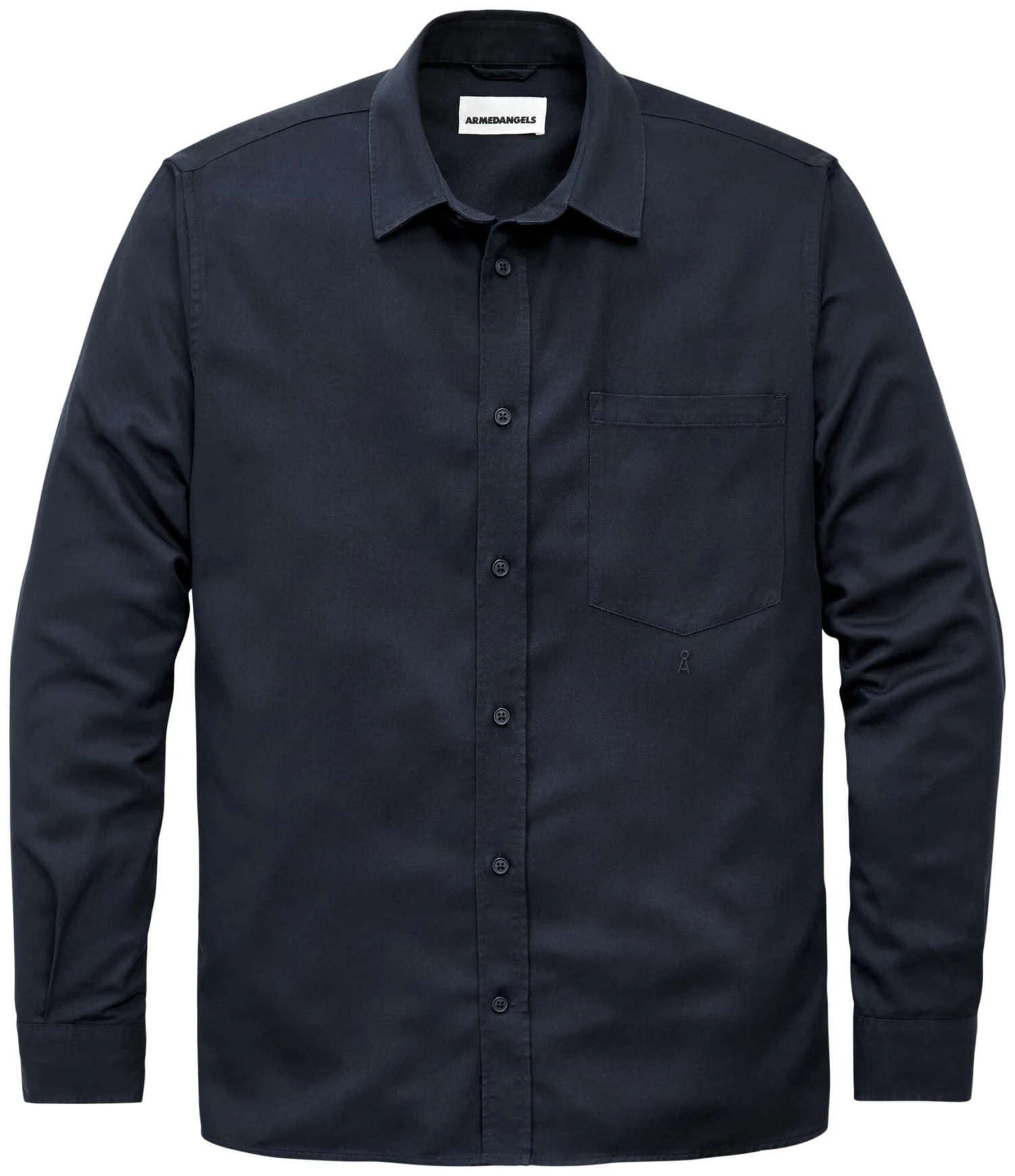 Armedangels Herenoverhemd Met Borstzak, Donkerblauw 3 Armedangels Herenoverhemd Met Borstzak, Donkerblauw