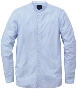 Herenoverhemd Met Opstaande Kraag, Blauw-Wit