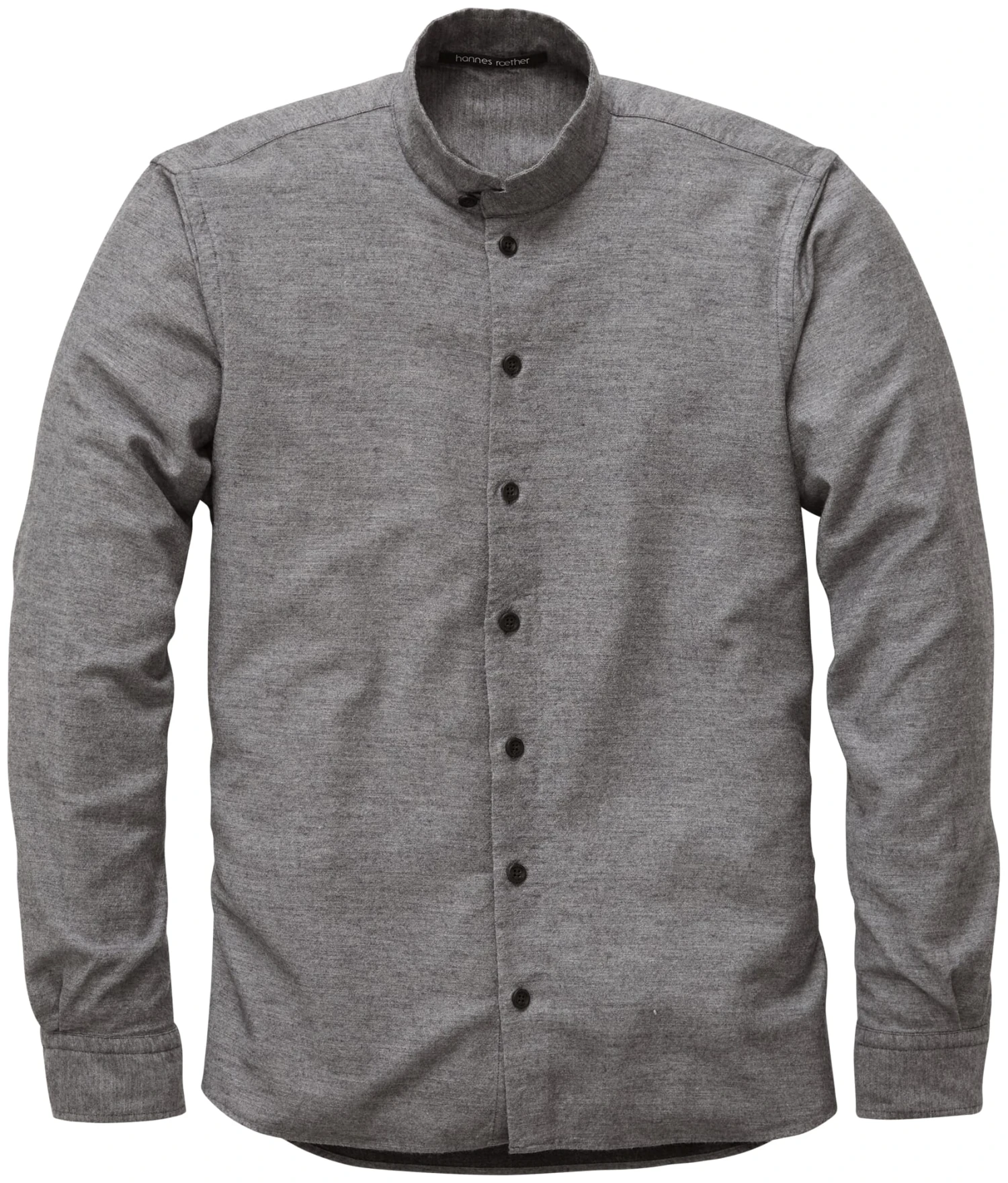Herenoverhemd Met Opstaande Kraag, Grijs Melange 3 Herenoverhemd Met Opstaande Kraag, Grijs Melange