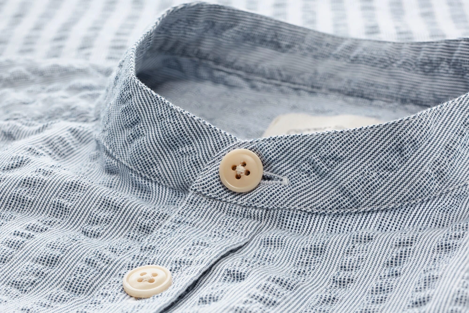 Herenoverhemd Seersucker, Lichtblauw 5 Herenoverhemd Seersucker, Lichtblauw - Afbeelding 3