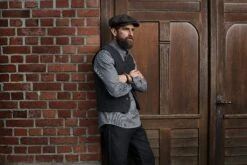 Herenpet Harris Tweed, Blauw-Braun -Armedangels Winkel herenpet harris tweed 4