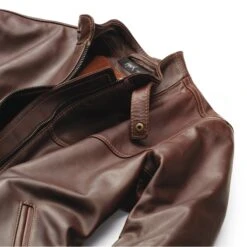 Leren Jasje Met Opstaande Kraag, Donkerbruin -Armedangels Winkel leren jasje opstaande kraag 3