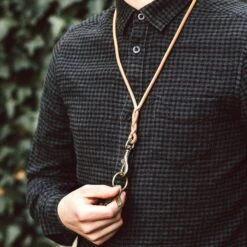 Leren Sleutelkoord, Natuur -Armedangels Winkel leren sleutelkoord 3