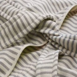 Unisex Badjas Fijn Gestreept, Beige-wit -Armedangels Winkel unisex badjas fijn gestreept 2