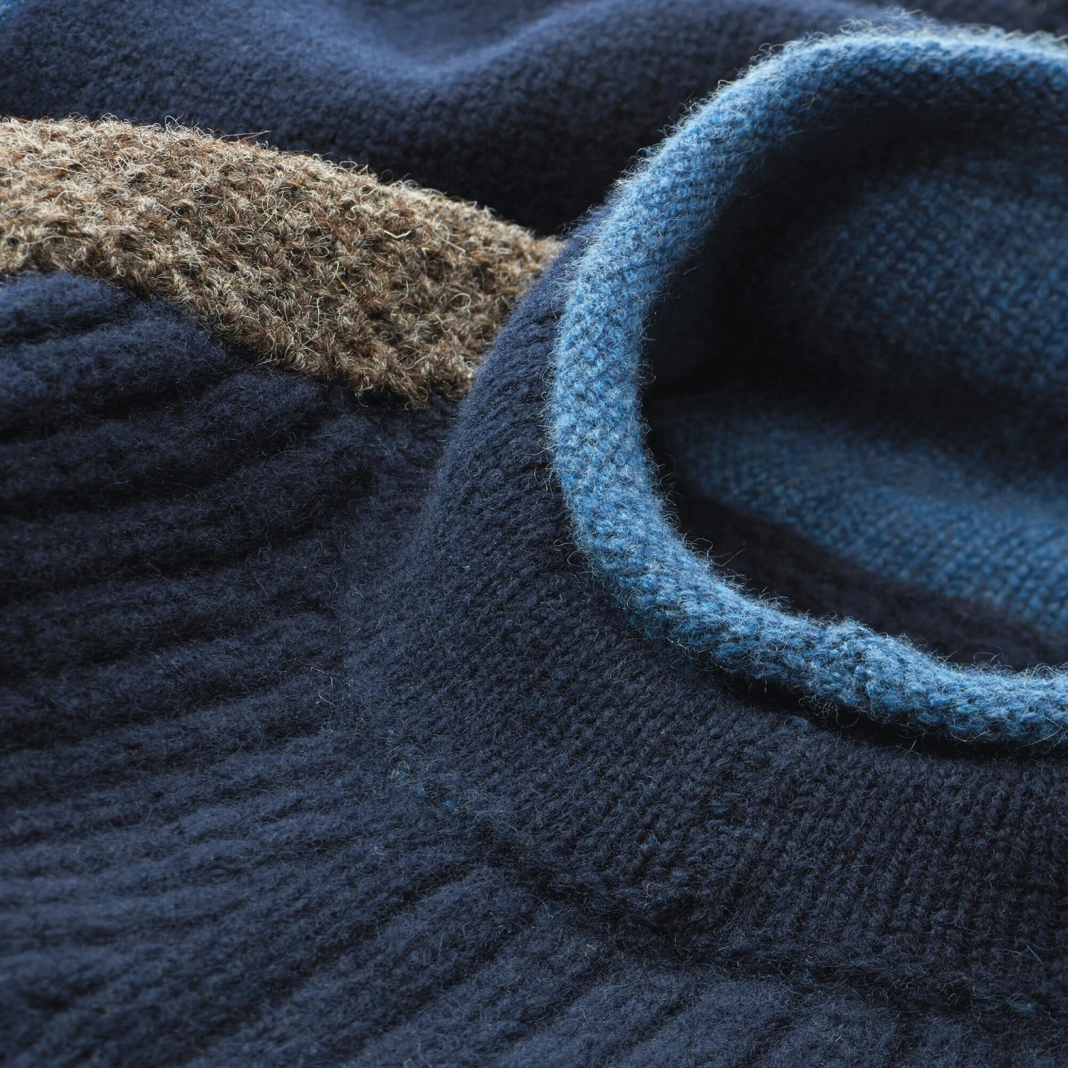 Wollen Herentrui, Marine-Braun-lichtblauw 4 Wollen Herentrui, Marine-Braun-lichtblauw - Afbeelding 2