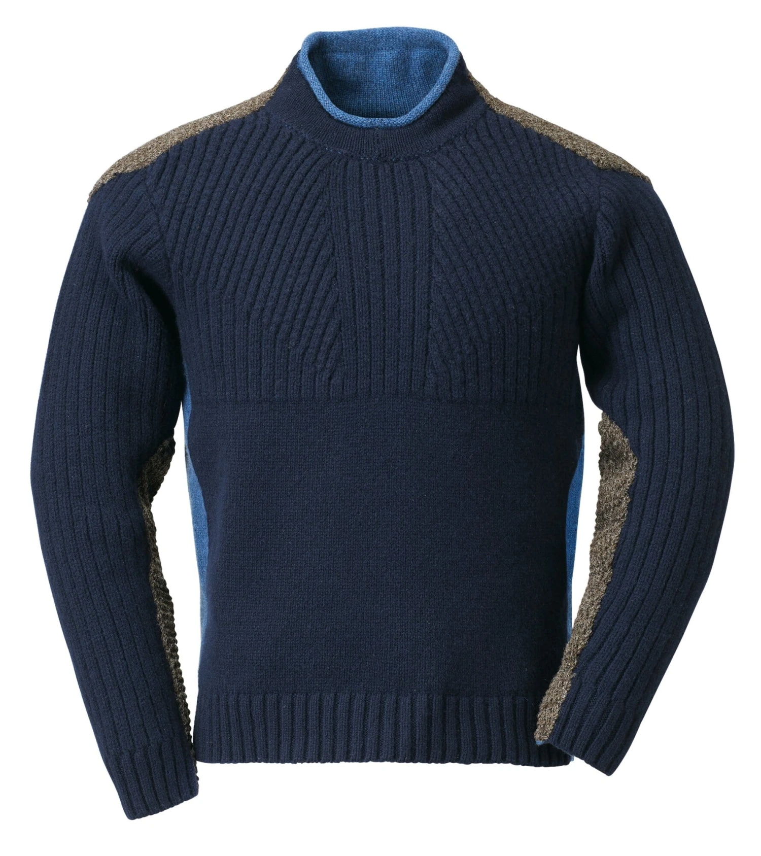 Wollen Herentrui, Marine-Braun-lichtblauw 3 Wollen Herentrui, Marine-Braun-lichtblauw